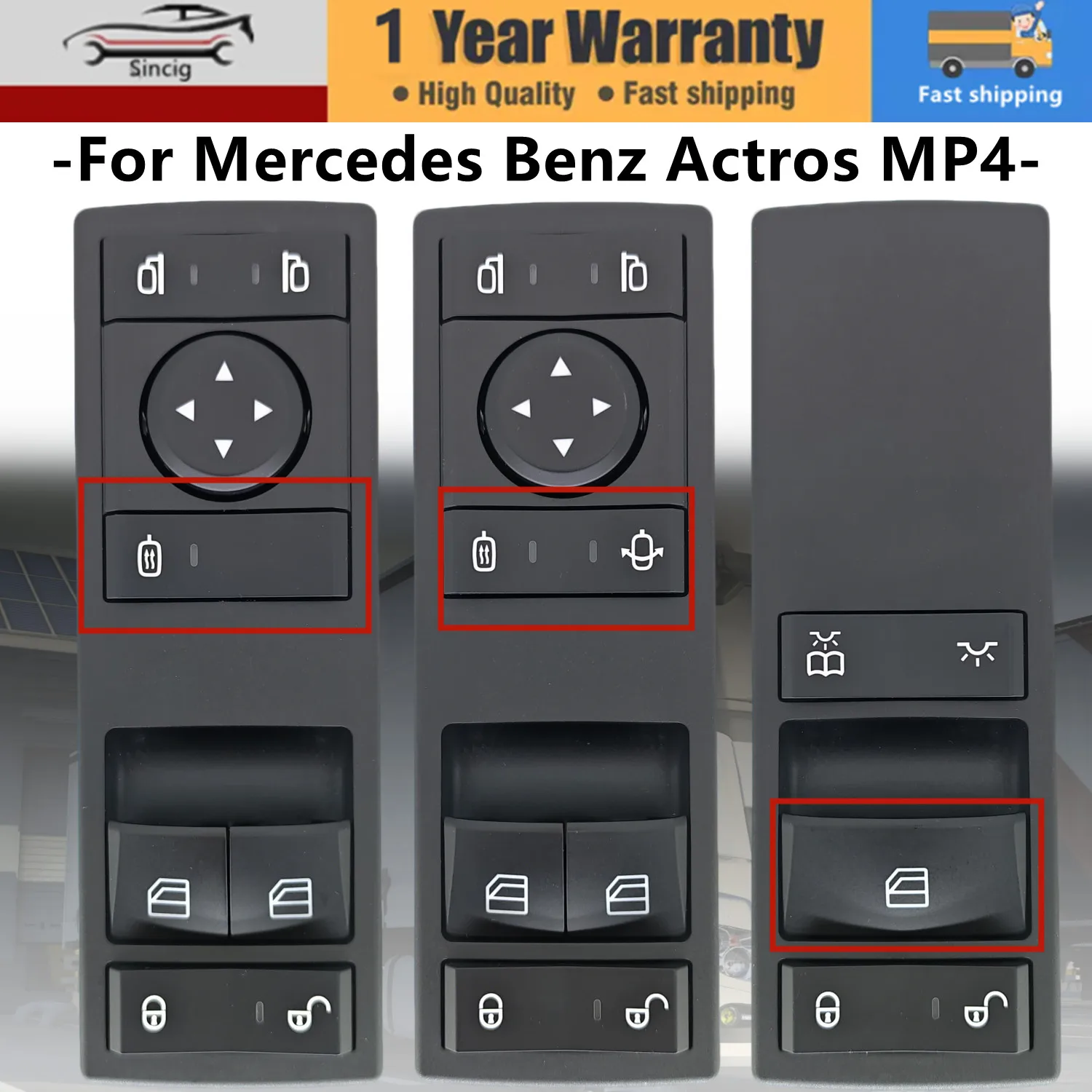 Фото Новый электронный переключатель стеклоподъемника для грузовиков Mercedes-Benz Actros MP4 2011-2020 A9605450813 A9605450913 A9605451213 №1