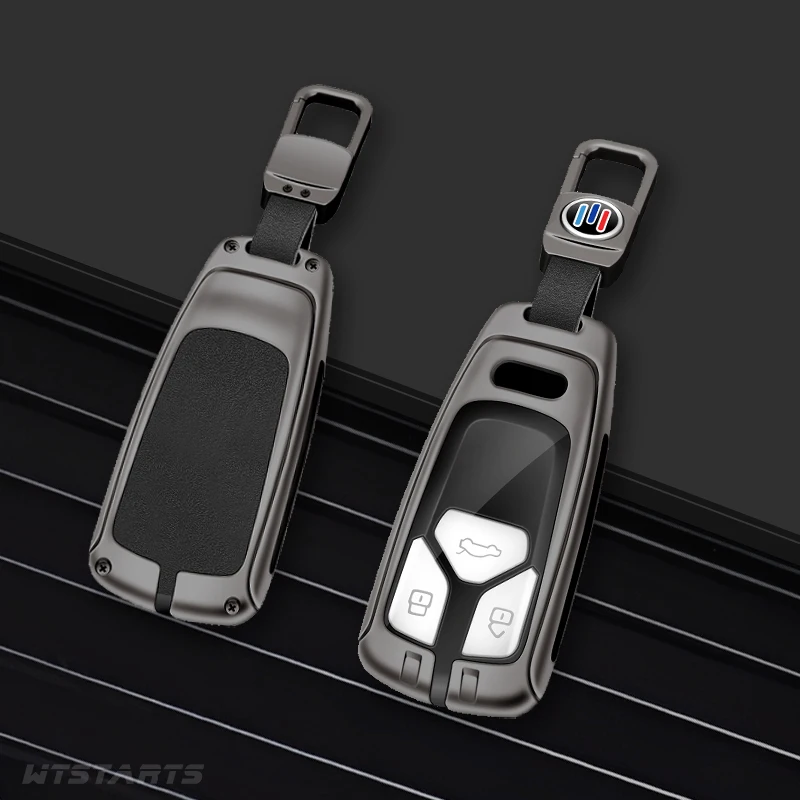 

Zinc Alloy Car Leather Keychain Case Shell For Audi A4 B9 A5 A6 8S 8W Q5 Q7 4M S4 S5 TT Key Protection Case Interior Accessories