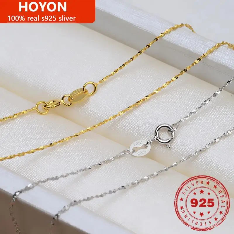 

HOYON Gypsophila Chain 925 sterling silver Necklace For women 16/18/20 inchs Gold Versatile Female Clavicle Chain For Girlfriend