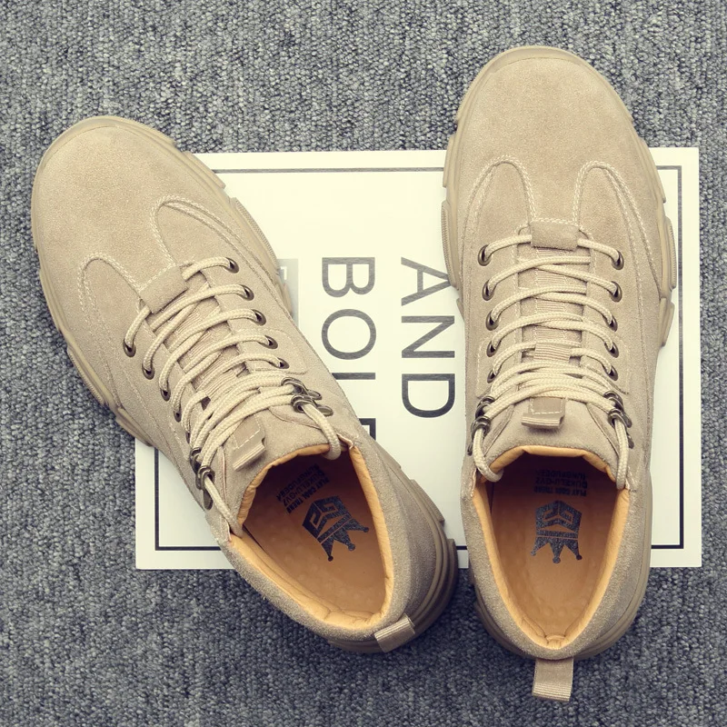 

Осенне-зимние новые рабочие ботинки в британском стиле высокие дышащие мужские ботинки на платформе мужские короткие ботинки модная искусственная обувь