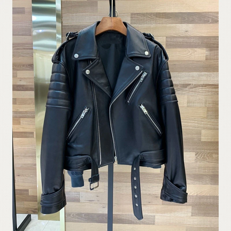 

Women Genuine Leather Coat 2022 New Fashion Winter Lady Real 100% Sheepskin Jackets High Quality Leather Coats H811