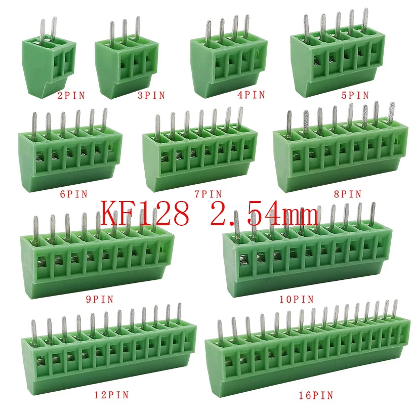 

5/10Pcs Mini KF128 2.54mm PCB Screw Terminal Blocks Connector for Wires 2P/3P/4P/5P/6P/7P/8P/9P/10P/12P/16P Terminal KF128-2.54