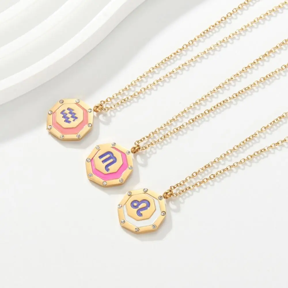Титановые стальные цепочки 12 ожерелье с подвеской в виде знака зодиака золотая