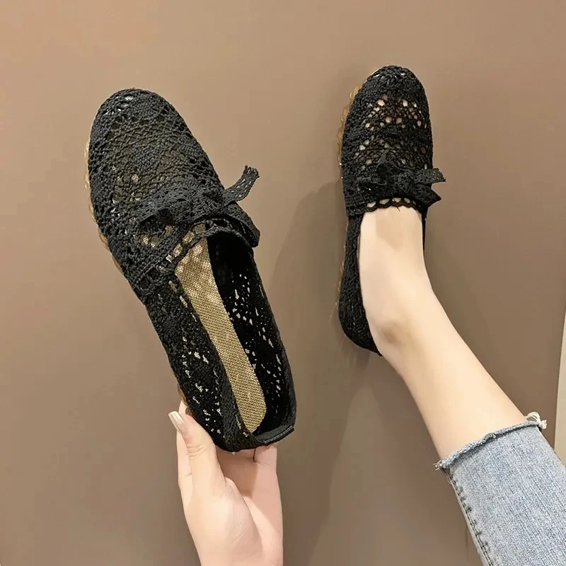 2023 New Fashion Spring Autumn Flat Shoes Women Shoes Mesh Breathable Women Peas Shoes Womans Daily Concise Flats Shoes