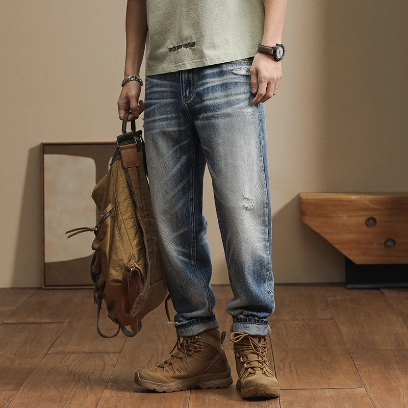 Японские Свободные и Модные шаровары повседневные универсальные модные джинсы в