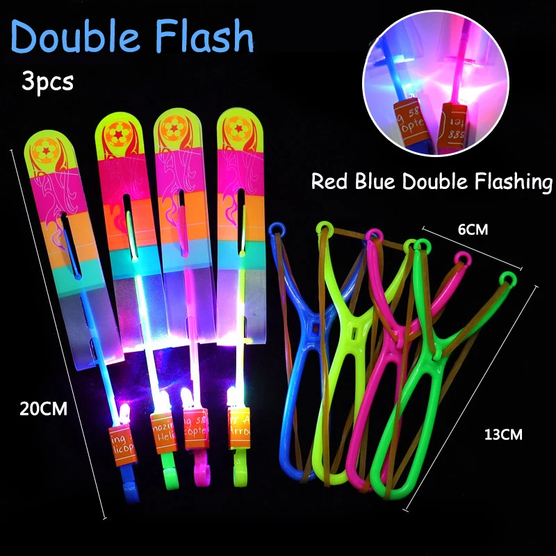 

Новинка, пластиковый светящийся Рогатка, пропеллер, Классическая уличная игрушка, подарок для детей, вращающаяся Летающая стрела, многоцветный, случайный цвет, 1/3 шт.