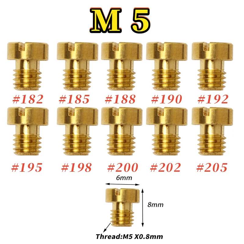 

Упаковка из 10 шт. основная струя карбюратора M4 M5 с резьбой 5 мм 6 мм для DellOrto BGM Motoforce, форсунка карбюратора, размер 40-205