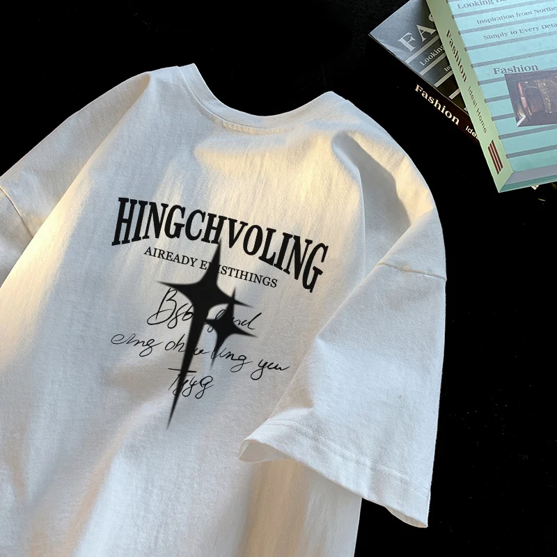 Футболка мужская с коротким рукавом модный брендовый свободный хлопковый топ в