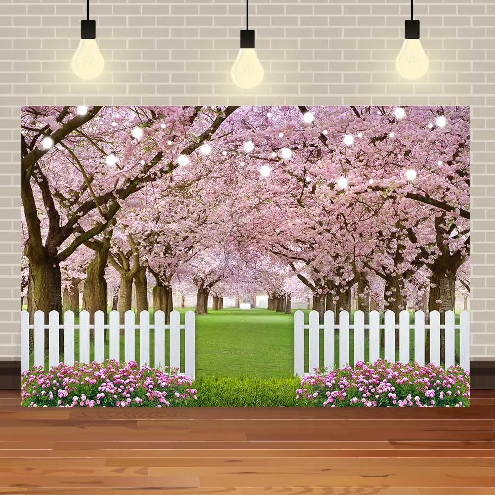 

Фон для фотосъемки с изображением весеннего леса вишневого цветка таинственного сада дня рождения пасхвечерние НКИ
