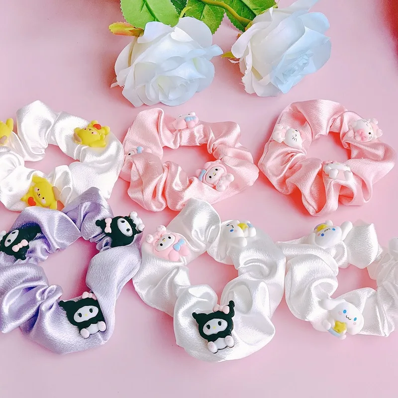 

Kawaii Sanrio Hair Ring Hellokittys Pompom Purin Mymelody Cartoon Cute Sweet Simple Head Rope Anime Accessories Girls Gifts