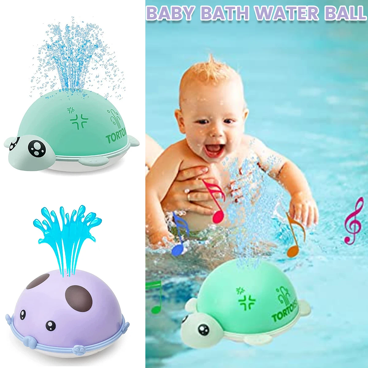 

Детские Игрушки для ванны с красосветильник Том, безопасные водонепроницаемые детские игрушки-распылители воды, Симпатичные Мультяшные Иг...