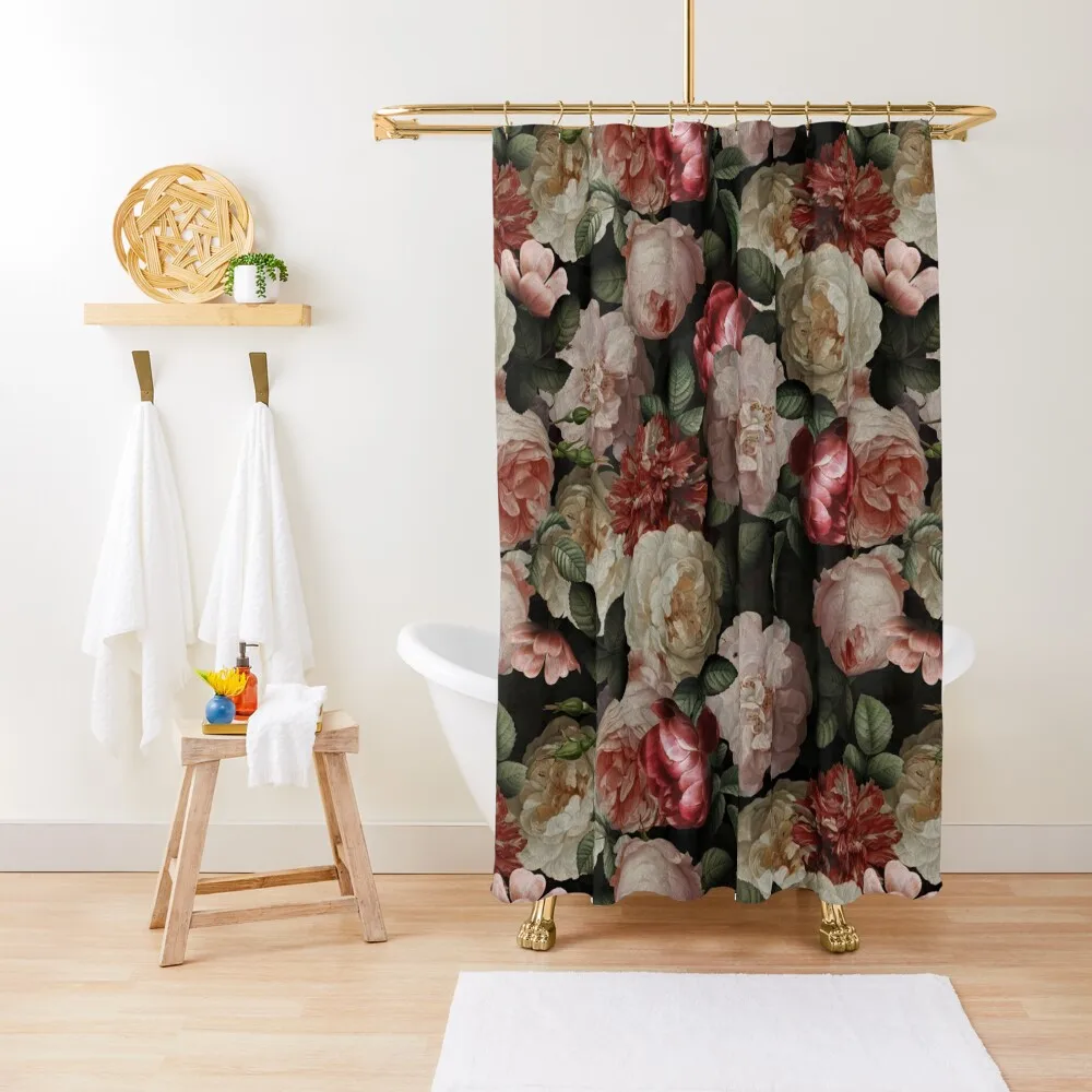 Антикварные Jan Davidsz. de Heem пышные розы цветы на черном рисунке шторы для душа