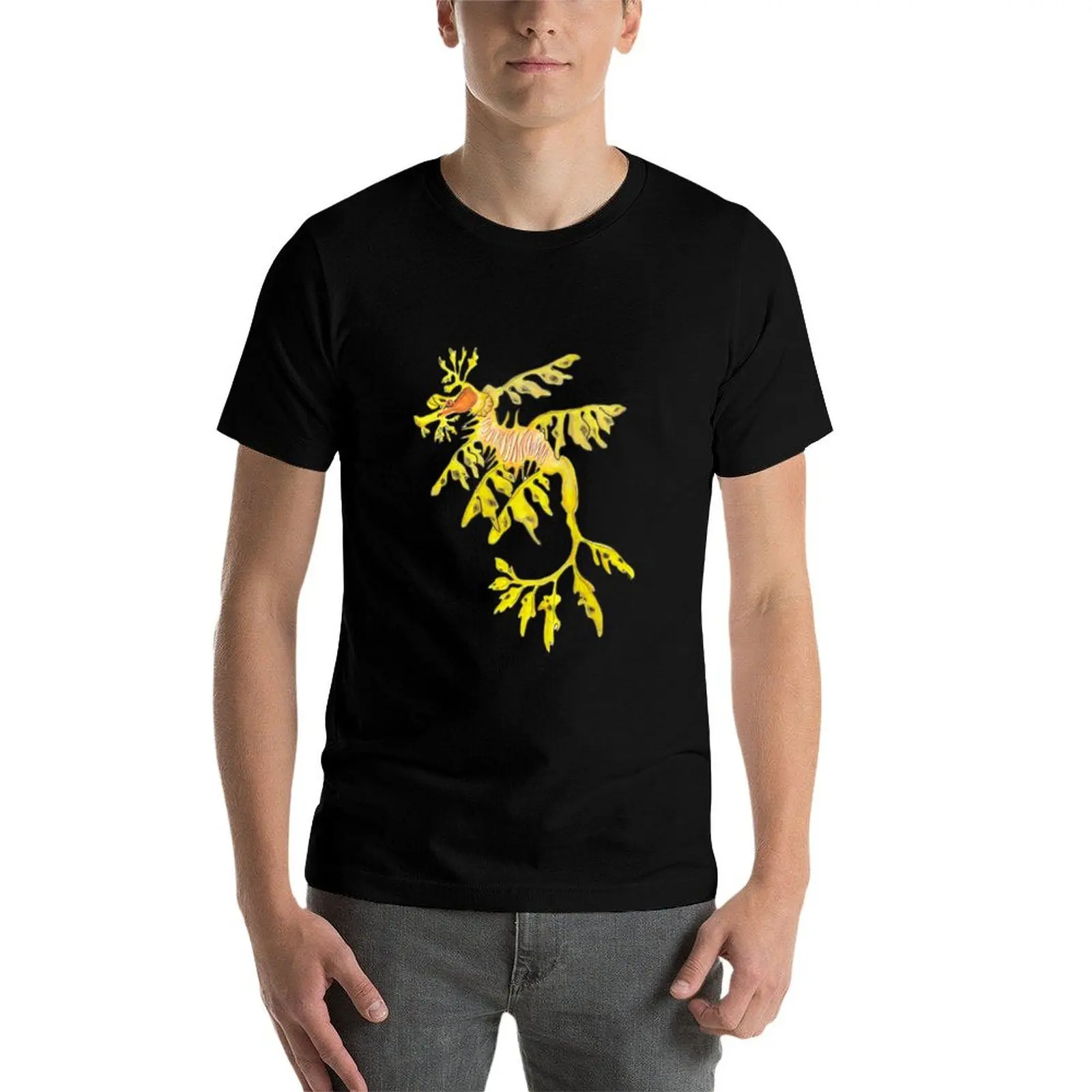 Фото Футболка Leafy Seadragon (Phycodurus eques) однотонная, большого размера, для высоких и крупных людей. №4