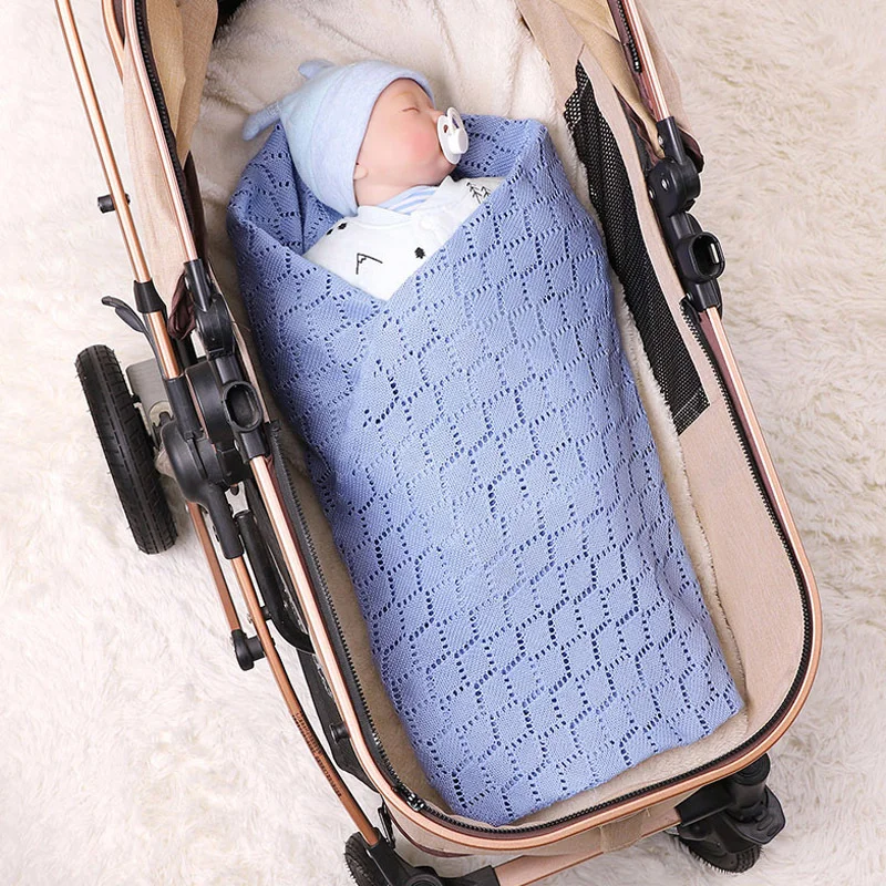 2023 Baby Blanket Super Soft knitted Newborn Stroller Bed Sleeping Cover Toddler Infant Bedding Muslin Swaddle Wrapper 100*80CM