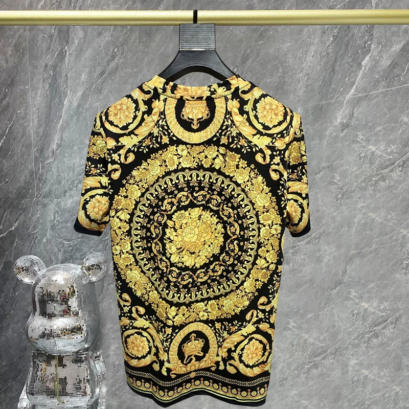 Футболка мужская с коротким рукавом роскошная рубашка в стиле ретро принтом