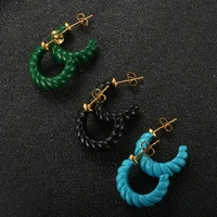 c shape twist croissant earrings for women stainless steel circle enamel multicolor hoop earrings female fashion jewelry gifts