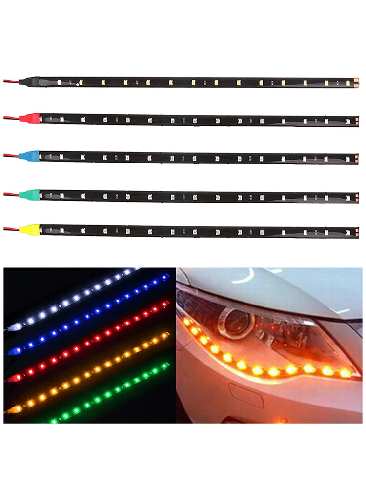 Гибкая светодиодная лента для автомобилей, 30 см, 12 В, 15SMD