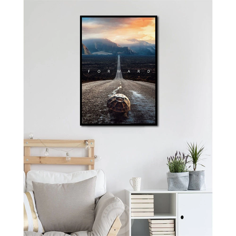 Животные Лев Mindset Is All мотивационные цитаты холст живопись черепаха вперед плакат