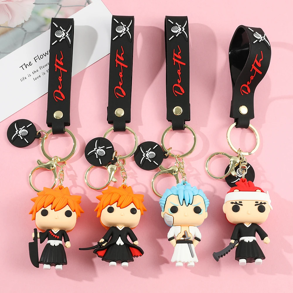 

Cartoon Kurosaki Ichigo Silicone Keyring Japanese Anime BLEACH Cosplay Keychain for Men Car Pendant Charms Accessories Gifts
