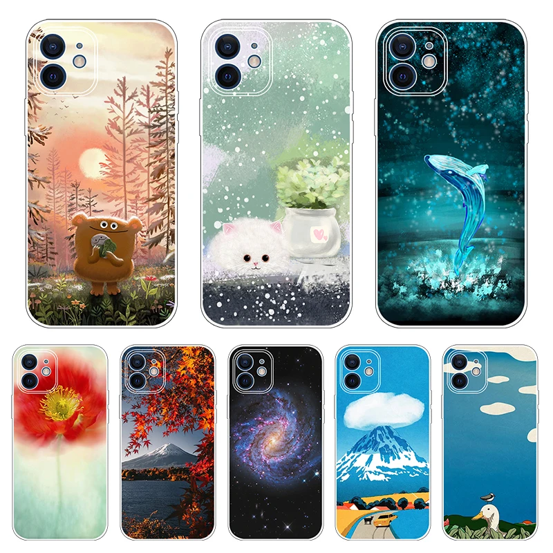 

Silicone Phone Cases for iPhone 12 Case for iPhone 12promax Cover Soft Print Cartoon Tpu Back Cover for Iphone 12 pro Pop Shell