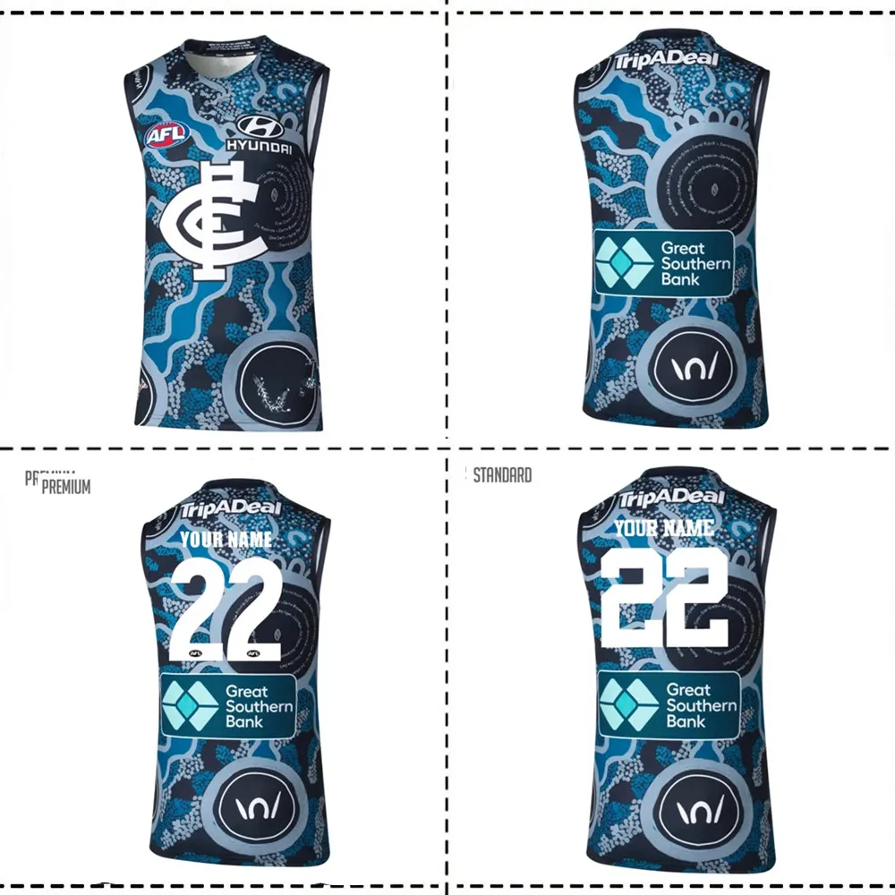 

2022 CARLTON BLUES AFL INDIGENOUS DREAMTIME GUERNSEY 2022/2023 Carlton Blues Guernsey Home/Away Rugby Jersey size S--2XL