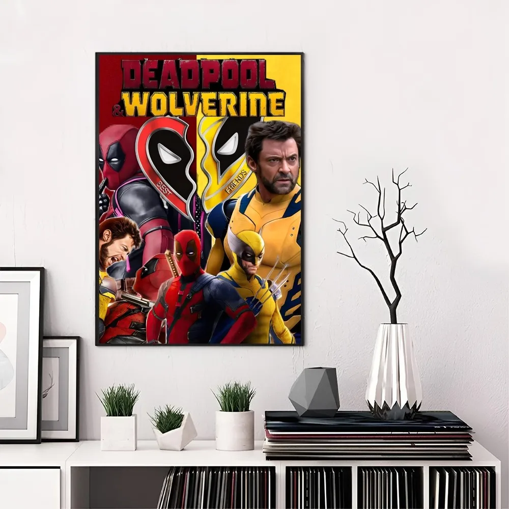 Anime D-Deadpool-and W-Wolverine Poster Self-adhesive Art Waterproof Paper Sticker Coffee House Bar Room Wall Decor