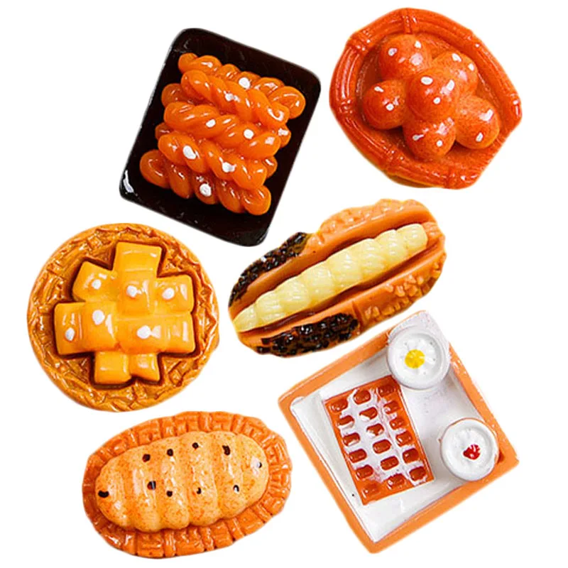 

50PCS Cute Flatback DIY Mini Artificial Cake Bread Food Doughnut Beads Candy Bear Hotdog Resin Jewelry Beads Gifts Miniatures
