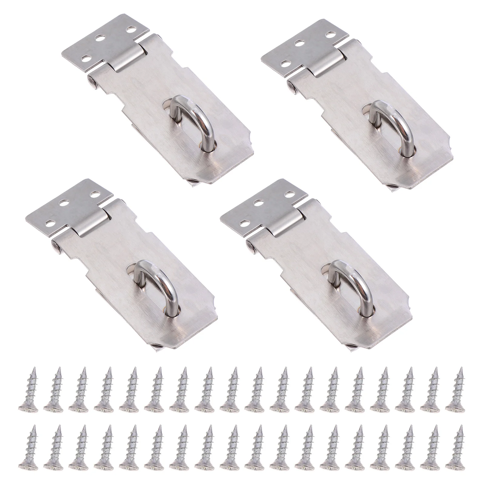 

4 Pcs Heavy Duty Staples Stainless Steel Buckle Safety Padlock Clasp Latch Door Bolt Packlock Security