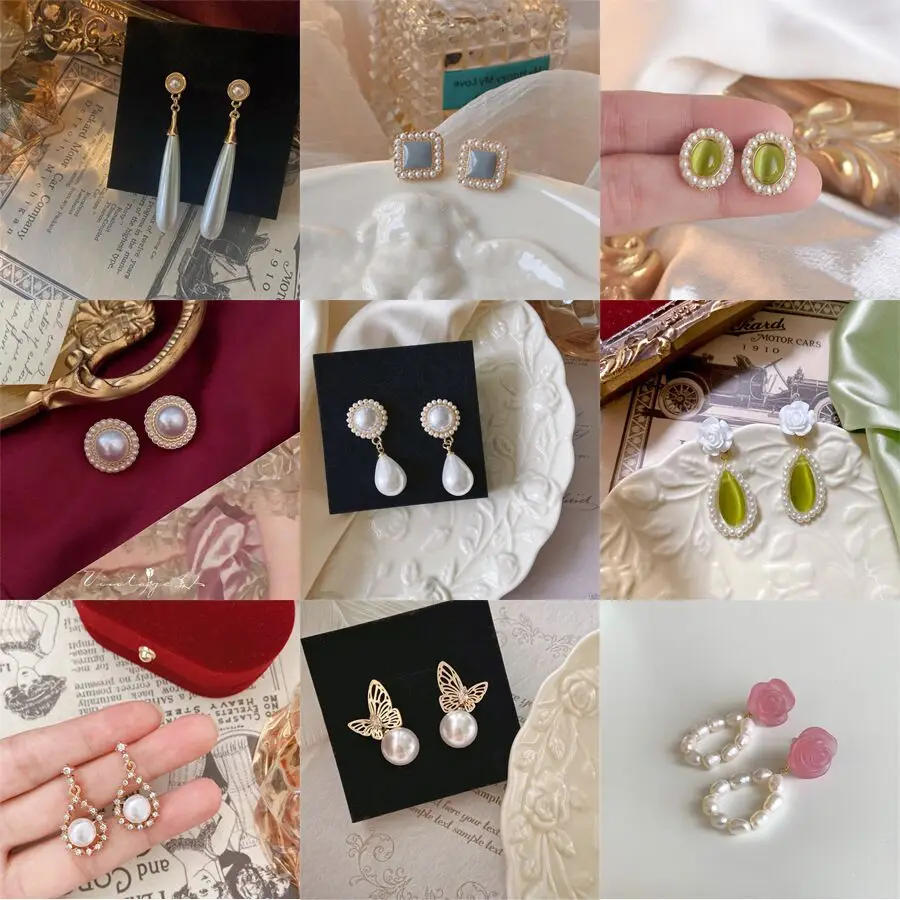 

Classic Hong Kong style palace style pearl earrings collection Earrings