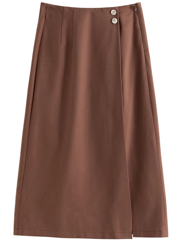 Женская шерстяная утепленная юбка FSLE с асимметричным разрезом