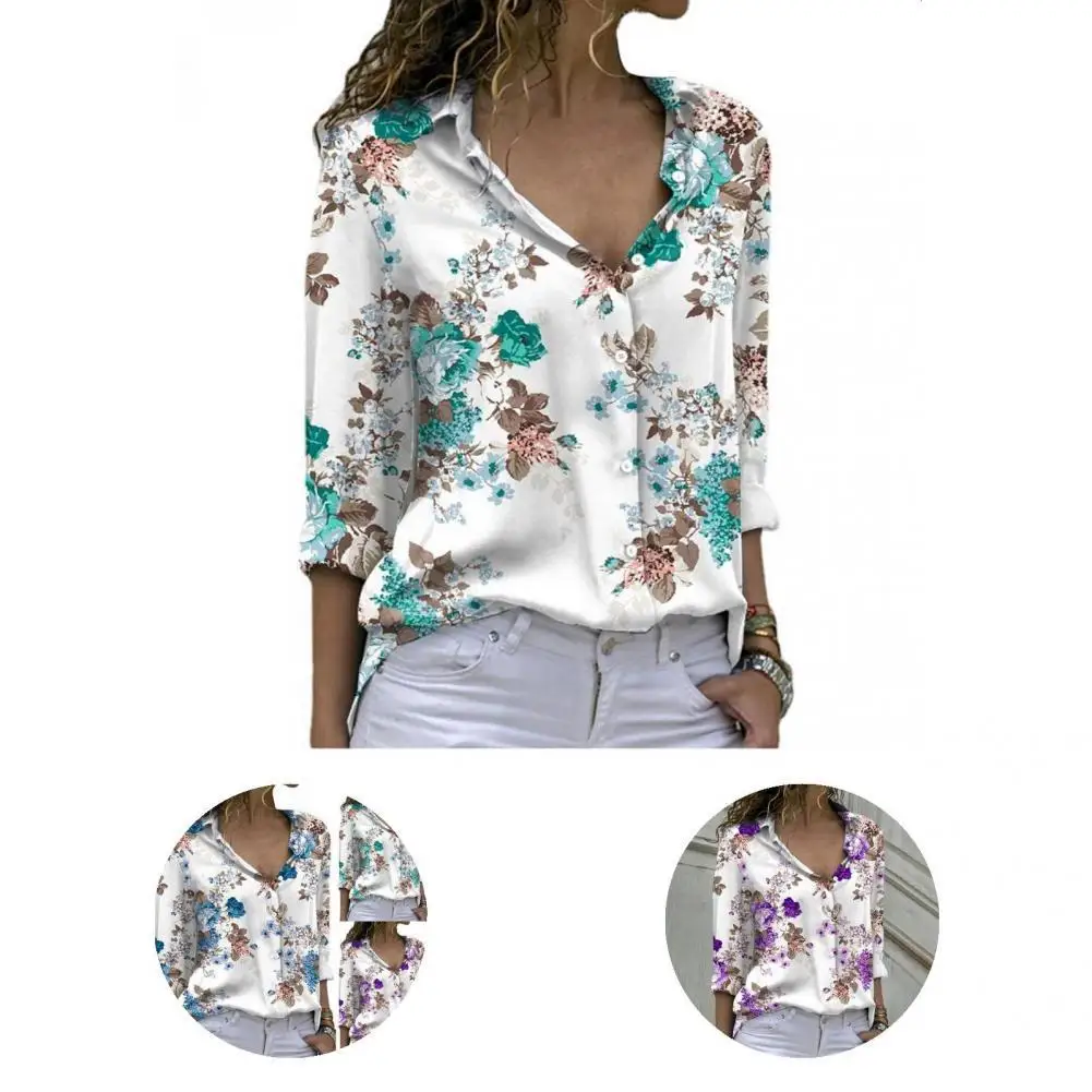 

Cool Chic Single-breasted Lady Blouse Quick Drying Lady Blouse Soft for Dating