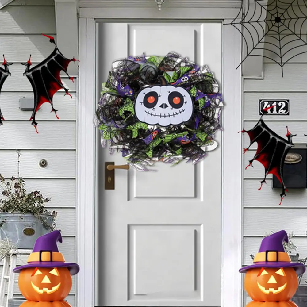 

Halloween Decorations Spooky Ghost Pumpkin Face Halloween Wreath Haunted House Decor for Door Window for Halloween Party Haunted