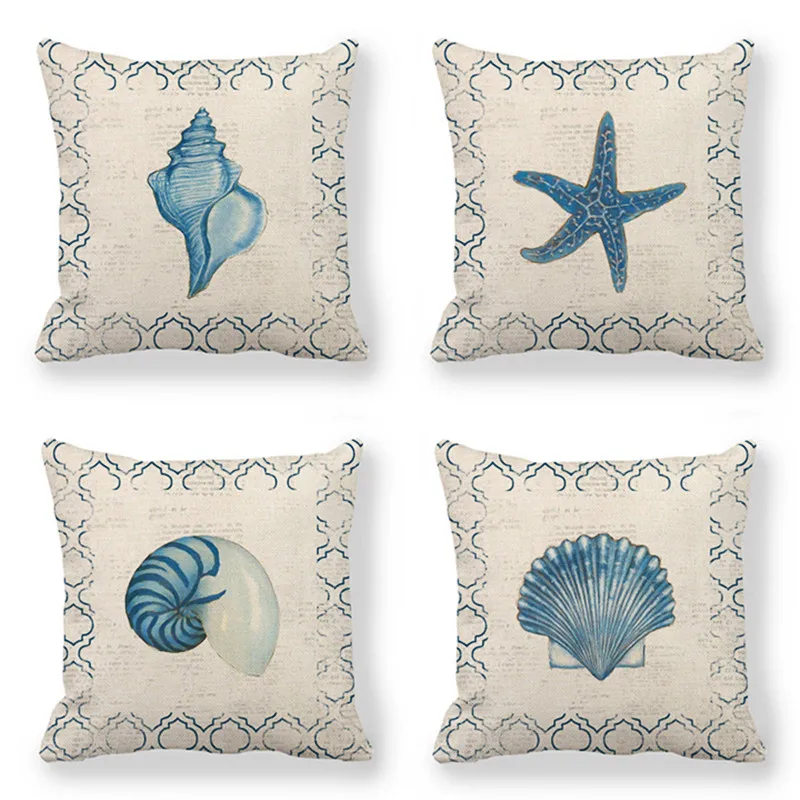 

Ocean Animal Decorative Pillows Cover 45x45cm Linen Throw Pillow Case Marine Pattern Cushion Cover Home Decor Pillowcases Couch