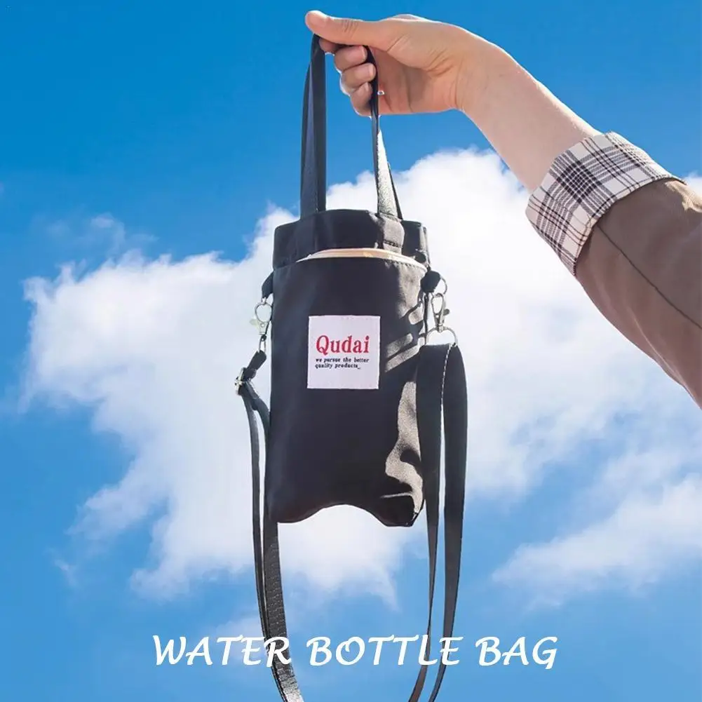 Thermal Water Bottle Bag Crossbody Portable Hand-Held Water Cup Buggy Bag Adjustable Shoulder Strap Carrier Bag