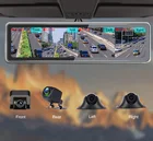 Автомобильный видеорегистратор, 12 дюймов, 4 камеры, видеорегистратор, автомобильная камера ночного видения HD 1080P, сенсорный экран, 4 экрана, ЖК-дисплей, умное зеркало