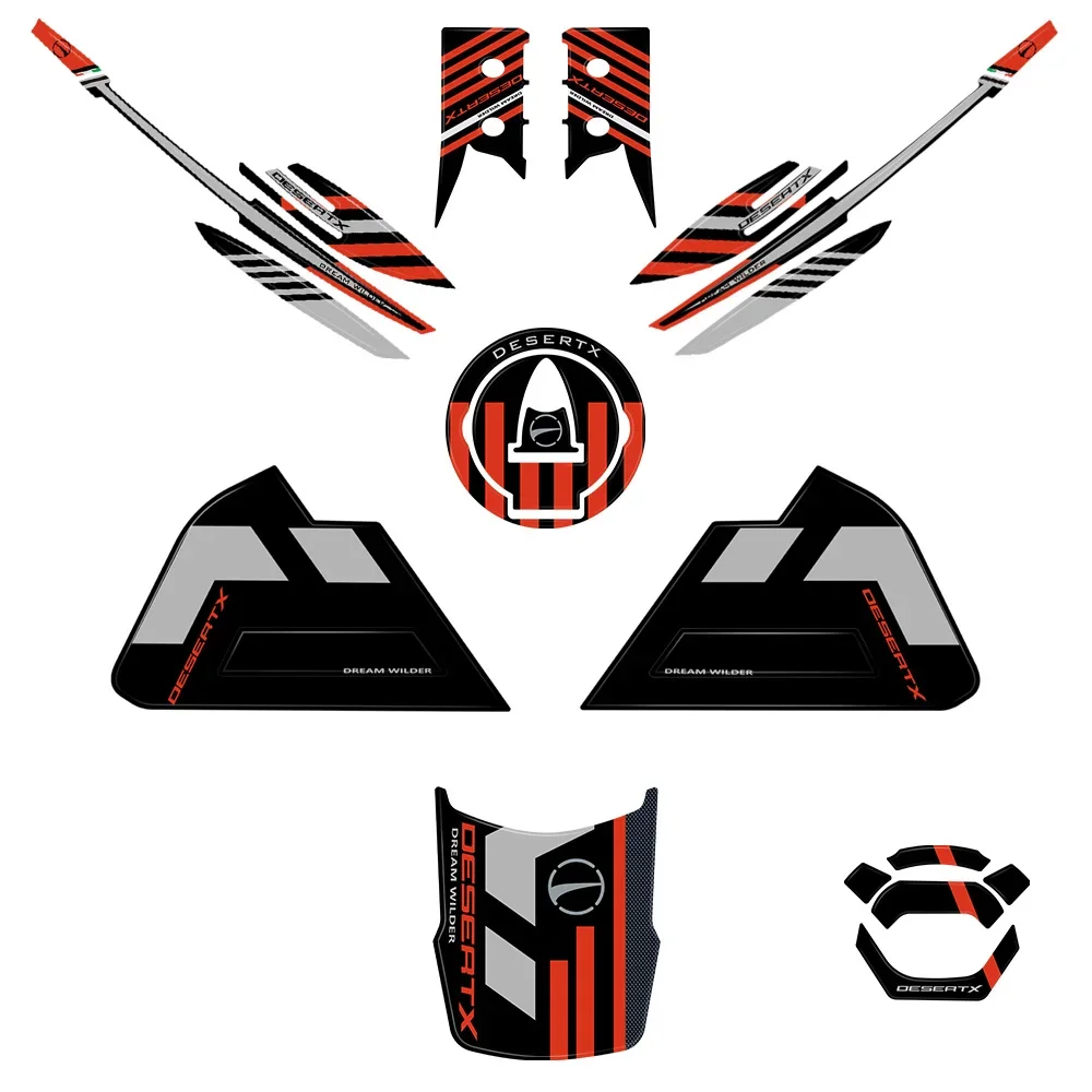 2023 DesertX Tank Pad Мотоцикл 3D Гель Эпоксидная смола Наклейка Защитный комплект