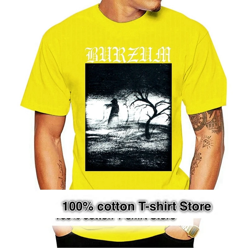 

T Shirt Men Black Cotton T Shirt Burzum Mens When Night Falls T shirt In Black Printed Fashion Tops Tee