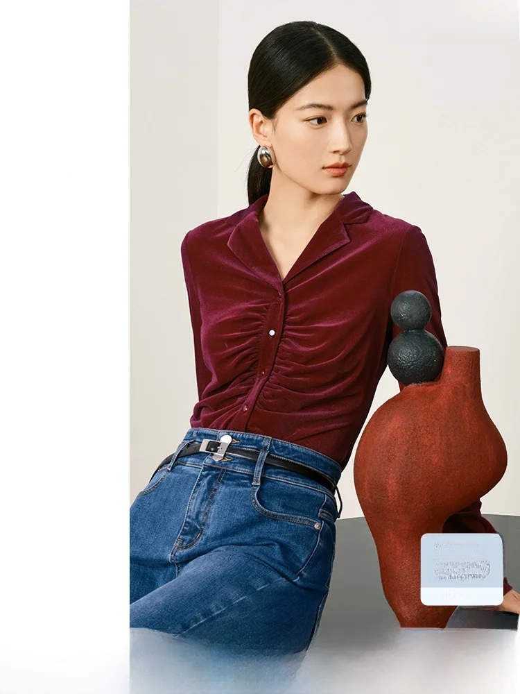 Juzui Annakro Ole Office Lady Sle Французская ретро плиссированная трикотажная бархатная