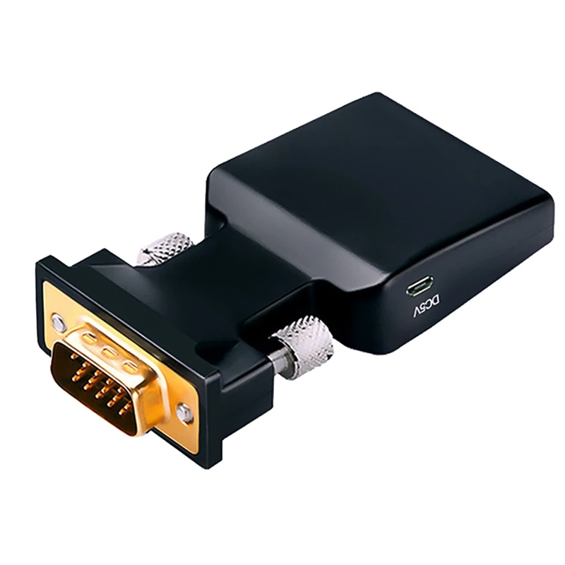 

HDMI-совместимый преобразователь мама-VGA папа с аудиокабелем + кабель питания Поддержка 1080P сигнала выход VGA HD адаптер
