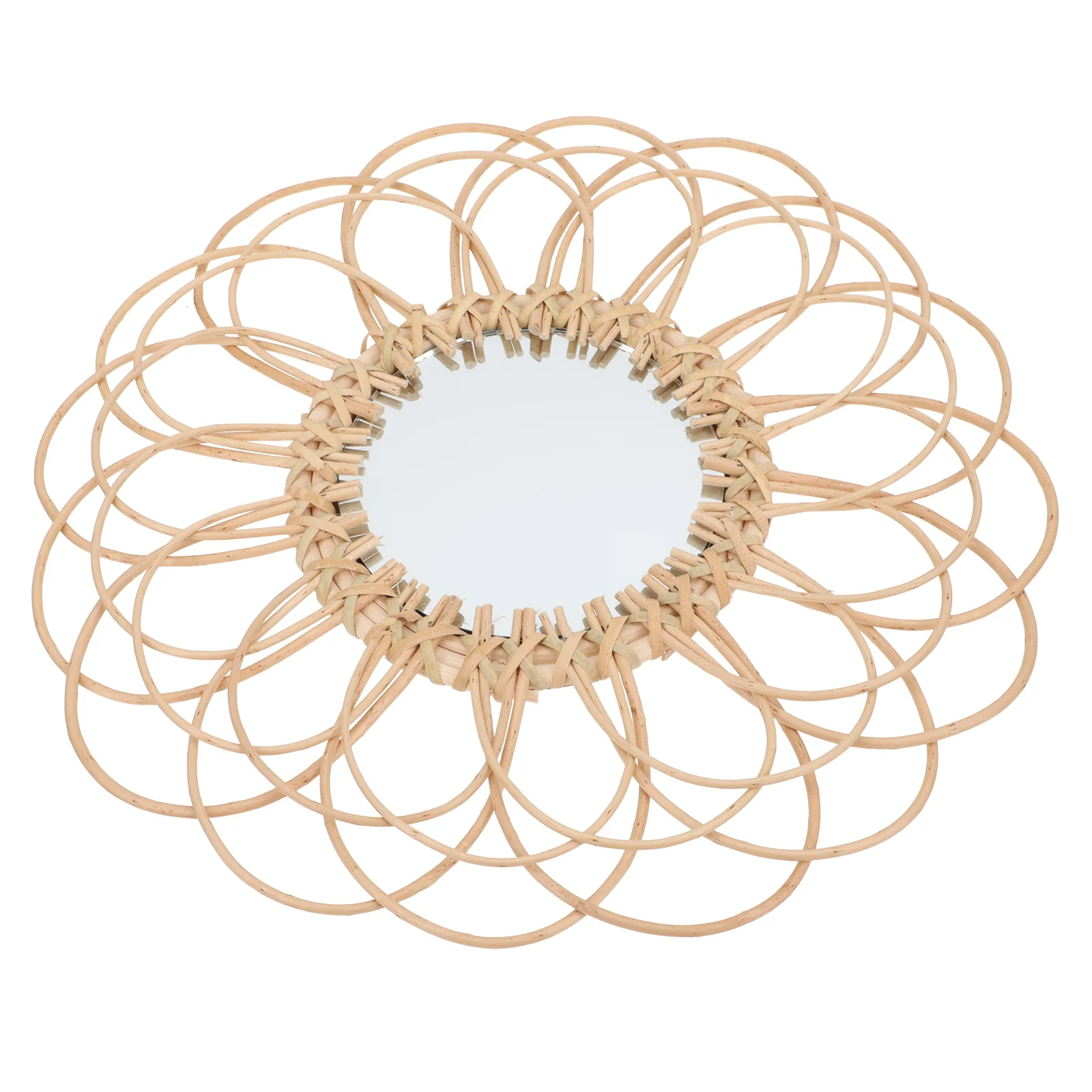 

Wall Mounted Vanity Mirror Khaki Round Hanging Rattan Wall- Circle Bedroom Dressing Table