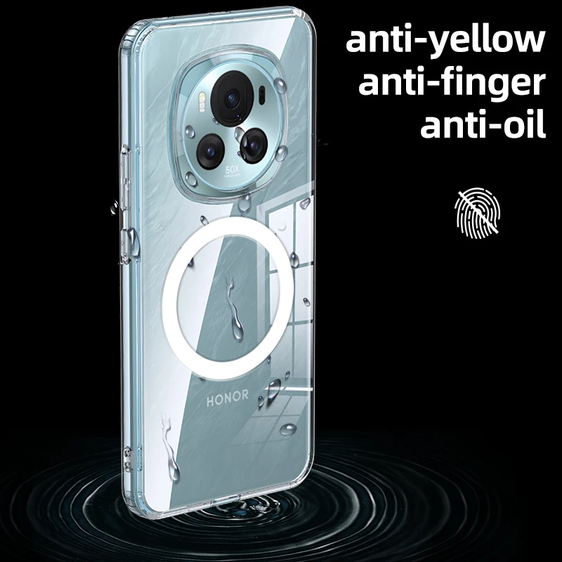 Совместим с прозрачным акриловым чехлом Magsafe для Honor Magic6 Pro/Magic6 прозрачный корпус