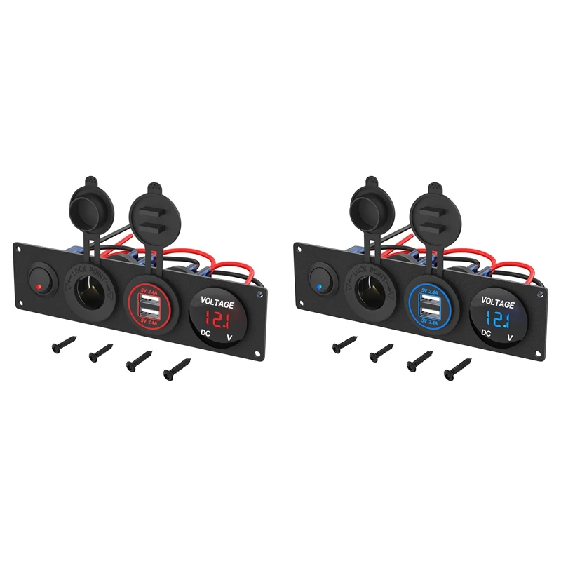 USB-панель 4 в 1 12 В + светодиодный вольтметр двойная USB-разъем для зарядного