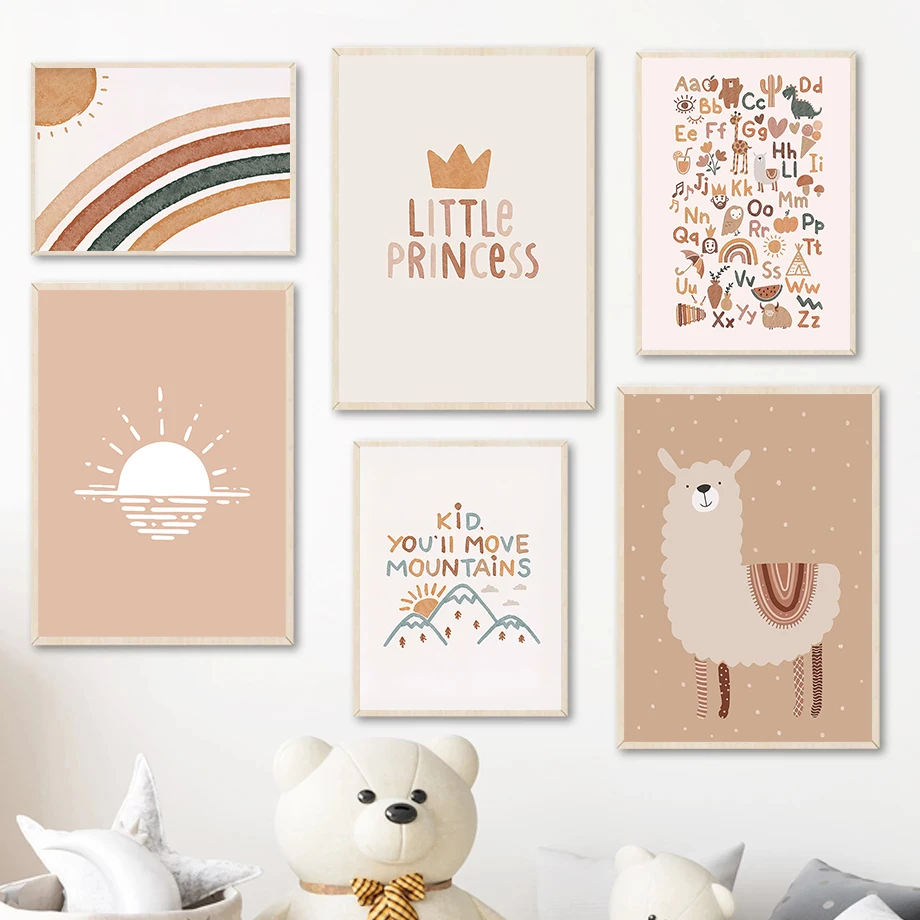 Абстрактная картина алфавита альпака в скандинавском стиле Современное