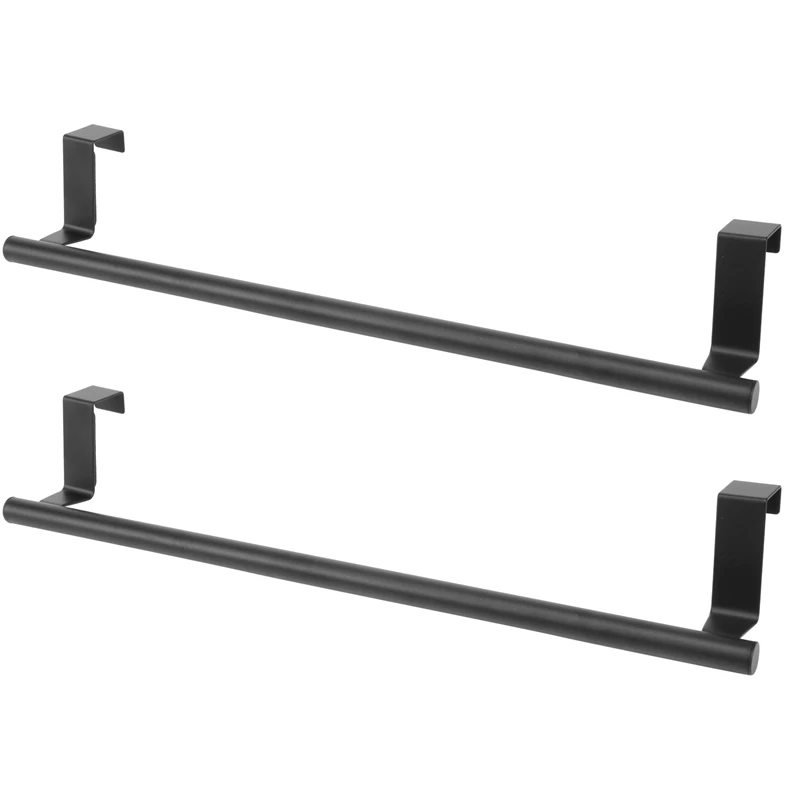 

Over The Door Towel Rack, Kitchen Towel Holder, Over Cabinet Towel Bar, Matte Black 2 Pack,For Hand, Dish, Tea Towels
