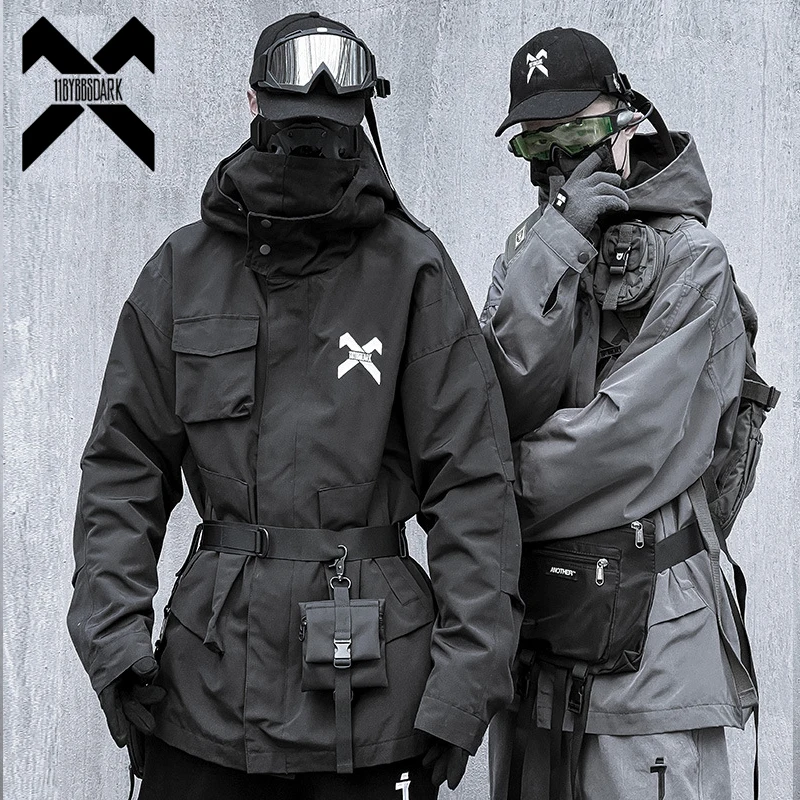 

Куртка Techwear 11 BYBB'S DARK 2022, тактическая ветровка с капюшоном, уличная одежда, функциональная куртка-карго, модные пальто, верхняя одежда WB588