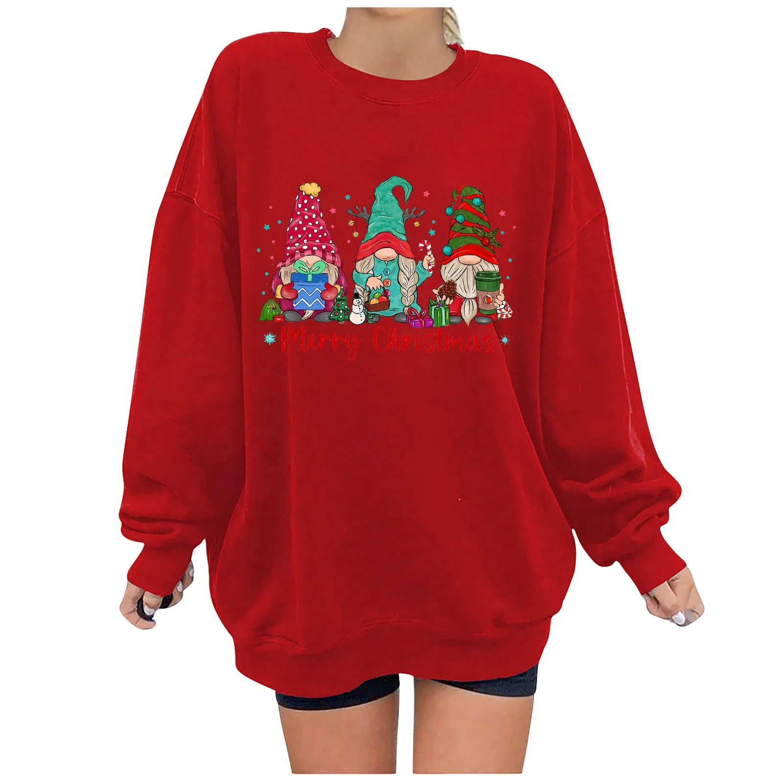 

Женская одежда, уникальные женские пуловеры с круглым вырезом, Элегантные Новые свитеры с длинным рукавом и рождественским принтом, Свитер Женский