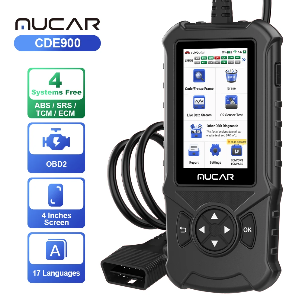 

Mucar CDE900 OBD2 Диагностические инструменты 32G ROM WIFI Двигатель Автомобильный OBD 2-кодовый считыватель Автомобильный сканер Инструмент сканирования PK CDL20