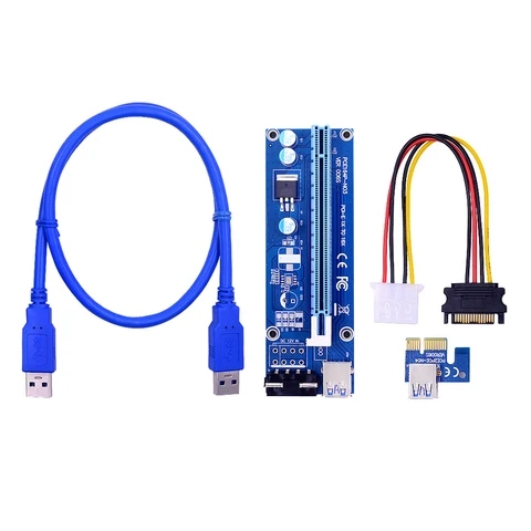 Переходная плата CHIPAL 0,6 M 1M VER006S PCI-E от 1X до 16X, удлинитель PCIe SATA на 4-контактный кабель питания USB 3,0 для видеокарты