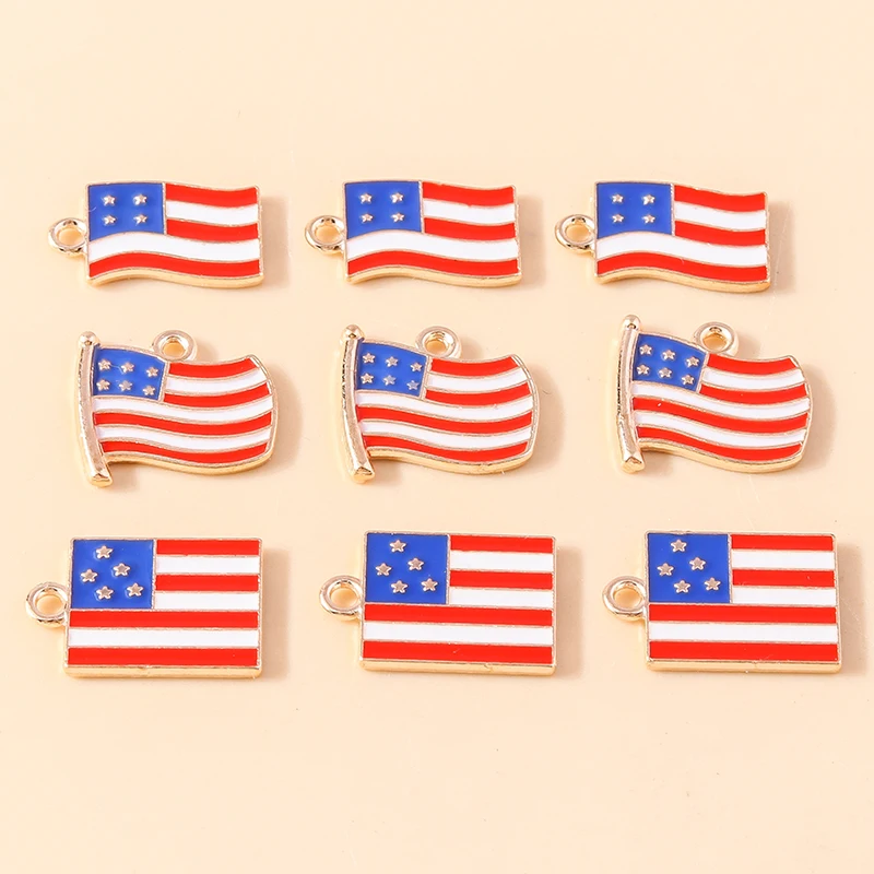 

10pcs New In Independence Day America Flags USA Freedom Charms for DIY Jewelry Making Handmade Bracelet Necklace Accessories