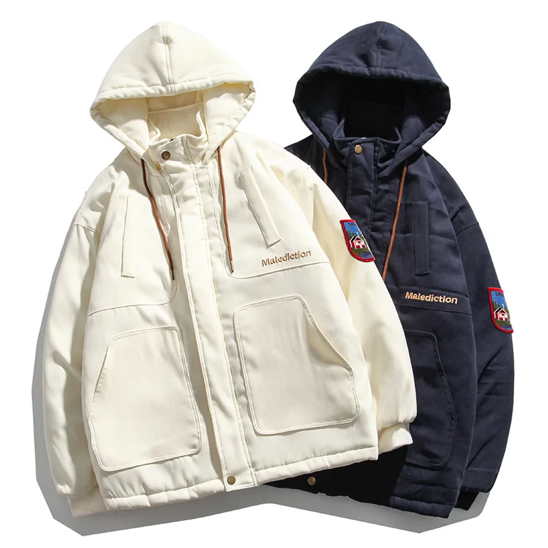 new winter men's thick padded jacket couple hooded hong kong loose jacket men's cold jacket parkas coats for men winter Coats